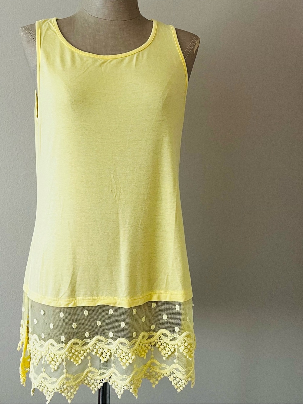 Coral Bay Soft Lemon Yellow Scoop Neck Tank
